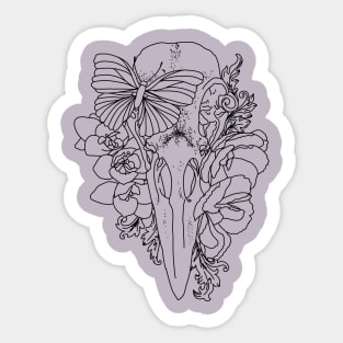 Bird Skull and Butterfly Sticker